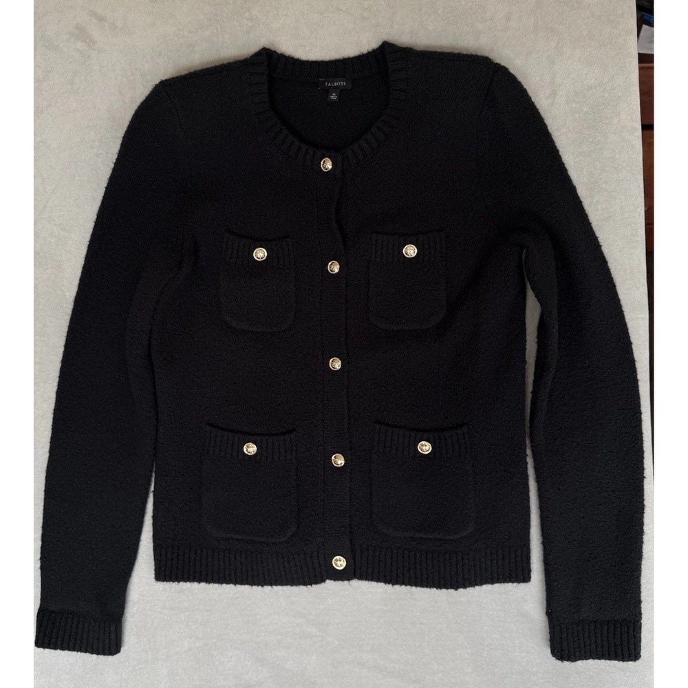 Talbots Wool Blend Jacket Blazer‎ Women XS Black Boucle Elegant Classic Work Job - Picture 2 of 10
